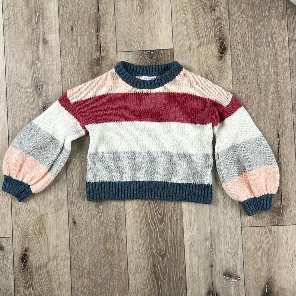 Tucker + Tate Striped Wool Blend Knit Sweater with Balloon Sleeves